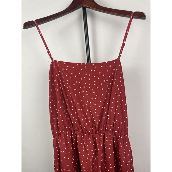 Lovers + Friends Rust Red Basil Mini Star Novelty Print Ruffle Hem Dress Size M - Picture 3 of 8
